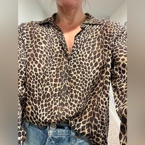 Liz Claiborne Leopard Print Silk Sheer Blouse